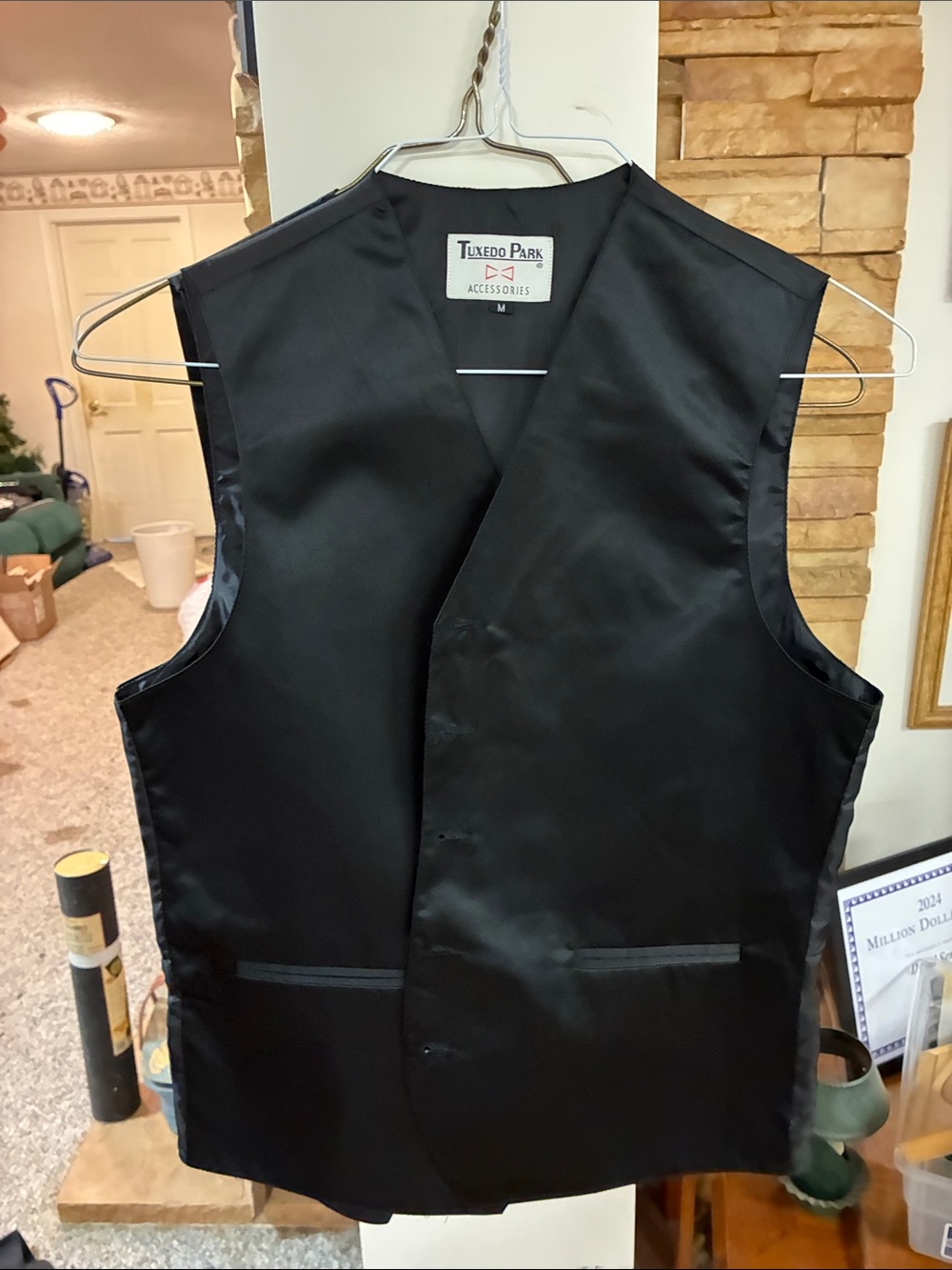 Men's Black Satin Vest - Classic Formal Waistcoat